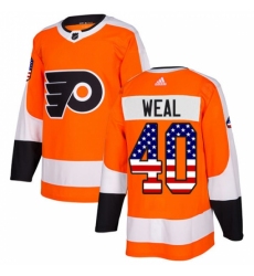 Men's Adidas Philadelphia Flyers #40 Jordan Weal Authentic Orange USA Flag Fashion NHL Jersey