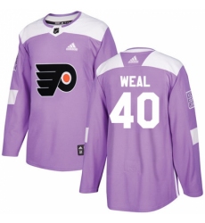 Men's Adidas Philadelphia Flyers #40 Jordan Weal Authentic Purple Fights Cancer Practice NHL Jersey
