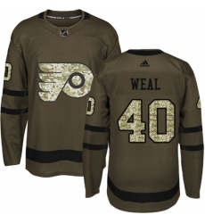 Men's Adidas Philadelphia Flyers #40 Jordan Weal Premier Green Salute to Service NHL Jersey