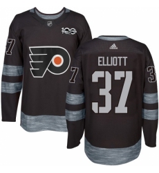 Men's Adidas Philadelphia Flyers #37 Brian Elliott Authentic Black 1917-2017 100th Anniversary NHL Jersey