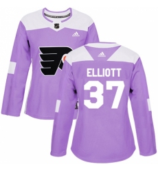 Women's Adidas Philadelphia Flyers #37 Brian Elliott Authentic Purple Fights Cancer Practice NHL Jersey