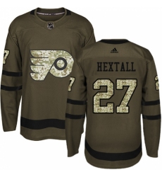 Men's Adidas Philadelphia Flyers #27 Ron Hextall Authentic Green Salute to Service NHL Jersey