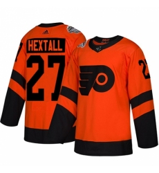 Men's Adidas Philadelphia Flyers #27 Ron Hextall Orange Authentic 2019 Stadium Series Stitched NHL Jersey