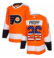 Men's Adidas Philadelphia Flyers #26 Brian Propp Authentic Orange USA Flag Fashion NHL Jersey