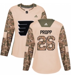 Women's Adidas Philadelphia Flyers #26 Brian Propp Authentic Camo Veterans Day Practice NHL Jersey