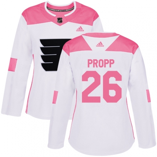 Women's Adidas Philadelphia Flyers #26 Brian Propp Authentic White/Pink Fashion NHL Jersey Women's Adidas Philadelphia Flyers #26 Brian Propp Authentic White/Pink Fashion NHL Jersey