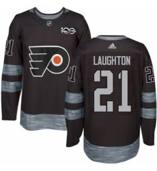 Men's Adidas Philadelphia Flyers #21 Scott Laughton Authentic Black 1917-2017 100th Anniversary NHL Jersey