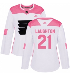 Women's Adidas Philadelphia Flyers #21 Scott Laughton Authentic White/Pink Fashion NHL Jersey