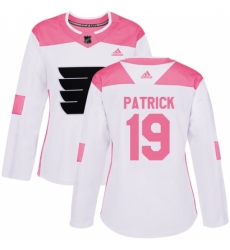 Women's Adidas Philadelphia Flyers #19 Nolan Patrick Authentic White/Pink Fashion NHL Jersey