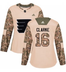 Women's Adidas Philadelphia Flyers #16 Bobby Clarke Authentic Camo Veterans Day Practice NHL Jersey