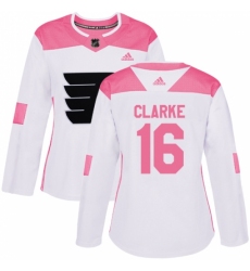Women's Adidas Philadelphia Flyers #16 Bobby Clarke Authentic White/Pink Fashion NHL Jersey