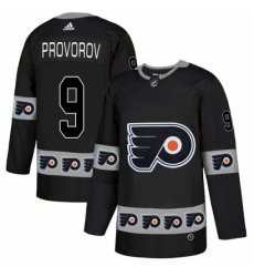 Men's Adidas Philadelphia Flyers #9 Ivan Provorov Authentic Black Team Logo Fashion NHL Jersey