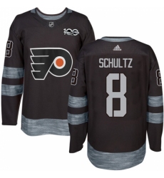 Men's Adidas Philadelphia Flyers #8 Dave Schultz Authentic Black 1917-2017 100th Anniversary NHL Jersey