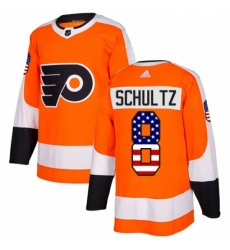 Men's Adidas Philadelphia Flyers #8 Dave Schultz Authentic Orange USA Flag Fashion NHL Jersey