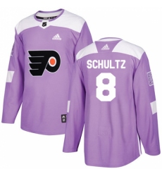 Men's Adidas Philadelphia Flyers #8 Dave Schultz Authentic Purple Fights Cancer Practice NHL Jersey