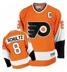 Men's CCM Philadelphia Flyers #8 Dave Schultz Authentic Orange Throwback NHL Jersey