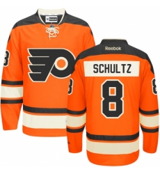 Men's Reebok Philadelphia Flyers #8 Dave Schultz Premier Orange New Third NHL Jersey