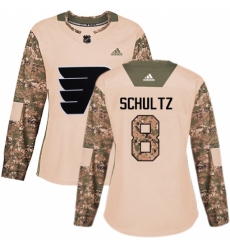 Women's Adidas Philadelphia Flyers #8 Dave Schultz Authentic Camo Veterans Day Practice NHL Jersey