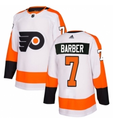 Men's Adidas Philadelphia Flyers #7 Bill Barber Authentic White Away NHL Jersey