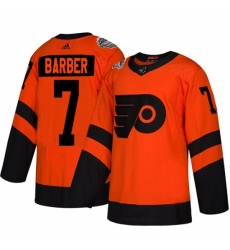 Men's Adidas Philadelphia Flyers #7 Bill Barber Orange Authentic 2019 Stadium Series Stitched NHL Jersey
