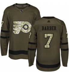Men's Adidas Philadelphia Flyers #7 Bill Barber Premier Green Salute to Service NHL Jersey