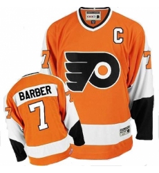 Men's CCM Philadelphia Flyers #7 Bill Barber Authentic Orange Throwback NHL Jersey