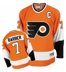 Men's CCM Philadelphia Flyers #7 Bill Barber Premier Orange Throwback NHL Jersey