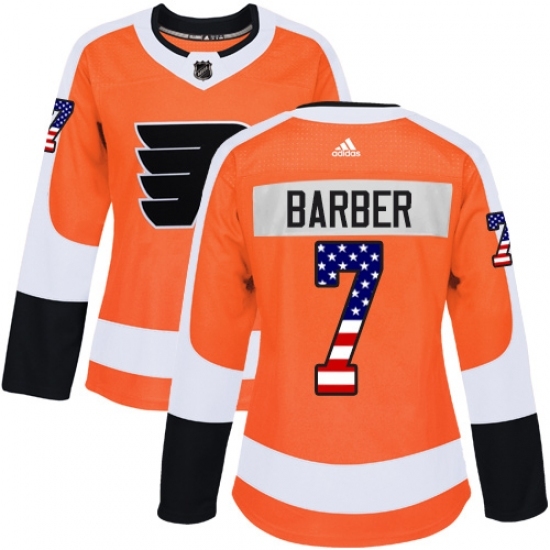 Women's Adidas Philadelphia Flyers #7 Bill Barber Authentic Orange USA Flag Fashion NHL Jersey Women's Adidas Philadelphia Flyers #7 Bill Barber Authentic Orange USA Flag Fashion NHL Jersey