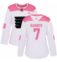 Women's Adidas Philadelphia Flyers #7 Bill Barber Authentic White/Pink Fashion NHL Jersey