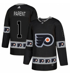 Men's Adidas Philadelphia Flyers #1 Bernie Parent Authentic Black Team Logo Fashion NHL Jersey