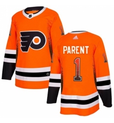 Men's Adidas Philadelphia Flyers #1 Bernie Parent Authentic Orange Drift Fashion NHL Jersey