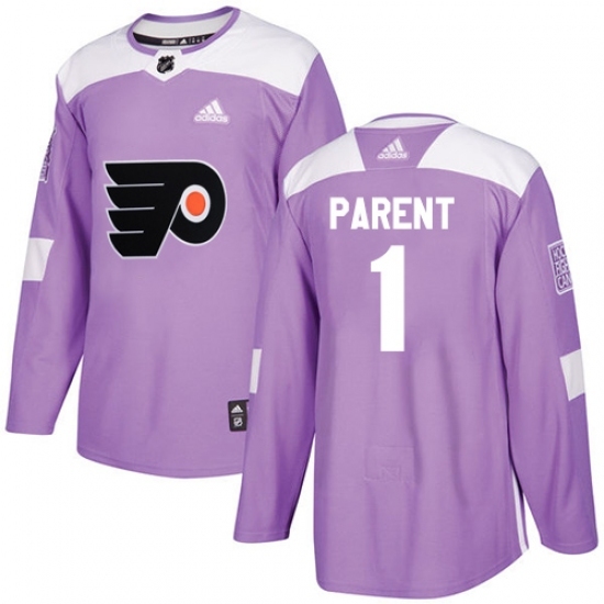 Men's Adidas Philadelphia Flyers #1 Bernie Parent Authentic Purple Fights Cancer Practice NHL Jersey Men's Adidas Philadelphia Flyers #1 Bernie Parent Authentic Purple Fights Cancer Practice NHL Jersey