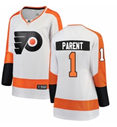 Women's Philadelphia Flyers #1 Bernie Parent Fanatics Branded White Away Breakaway NHL Jersey