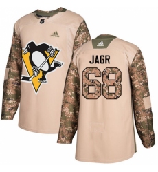 Men's Adidas Pittsburgh Penguins #68 Jaromir Jagr Authentic Camo Veterans Day Practice NHL Jersey