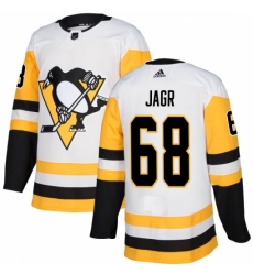 Men's Adidas Pittsburgh Penguins #68 Jaromir Jagr Authentic White Away NHL Jersey