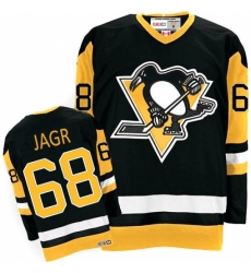 Men's CCM Pittsburgh Penguins #68 Jaromir Jagr Authentic Black Throwback NHL Jersey