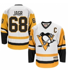 Men's CCM Pittsburgh Penguins #68 Jaromir Jagr Authentic White Throwback NHL Jersey