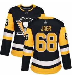 Women's Adidas Pittsburgh Penguins #68 Jaromir Jagr Authentic Black Home NHL Jersey