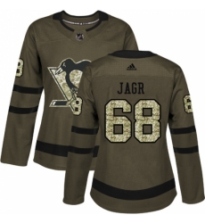 Women's Reebok Pittsburgh Penguins #68 Jaromir Jagr Authentic Green Salute to Service NHL Jersey