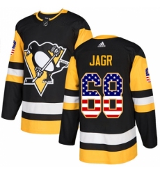 Youth Adidas Pittsburgh Penguins #68 Jaromir Jagr Authentic Black USA Flag Fashion NHL Jersey