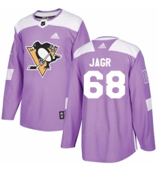 Youth Adidas Pittsburgh Penguins #68 Jaromir Jagr Authentic Purple Fights Cancer Practice NHL Jersey