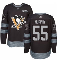 Men's Adidas Pittsburgh Penguins #55 Larry Murphy Authentic Black 1917-2017 100th Anniversary NHL Jersey