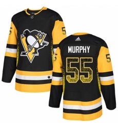 Men's Adidas Pittsburgh Penguins #55 Larry Murphy Authentic Black Drift Fashion NHL Jersey