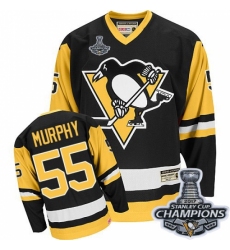 Men's CCM Pittsburgh Penguins #55 Larry Murphy Authentic Black Throwback 2017 Stanley Cup Champions NHL Jersey