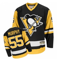 Men's CCM Pittsburgh Penguins #55 Larry Murphy Authentic Black Throwback NHL Jersey