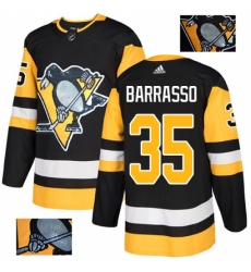 Men's Adidas Pittsburgh Penguins #35 Tom Barrasso Authentic Black Fashion Gold NHL Jersey