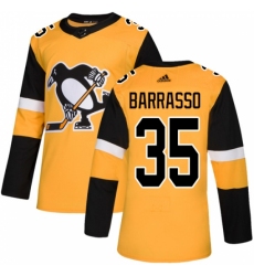 Men's Adidas Pittsburgh Penguins #35 Tom Barrasso Premier Gold Alternate NHL Jersey