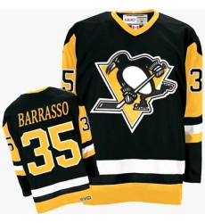 Men's CCM Pittsburgh Penguins #35 Tom Barrasso Authentic Black Throwback NHL Jersey