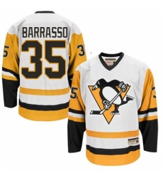 Men's CCM Pittsburgh Penguins #35 Tom Barrasso Authentic White Throwback NHL Jersey