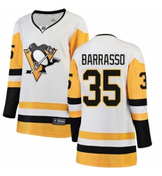 Women's Pittsburgh Penguins #35 Tom Barrasso Authentic White Away Fanatics Branded Breakaway NHL Jersey